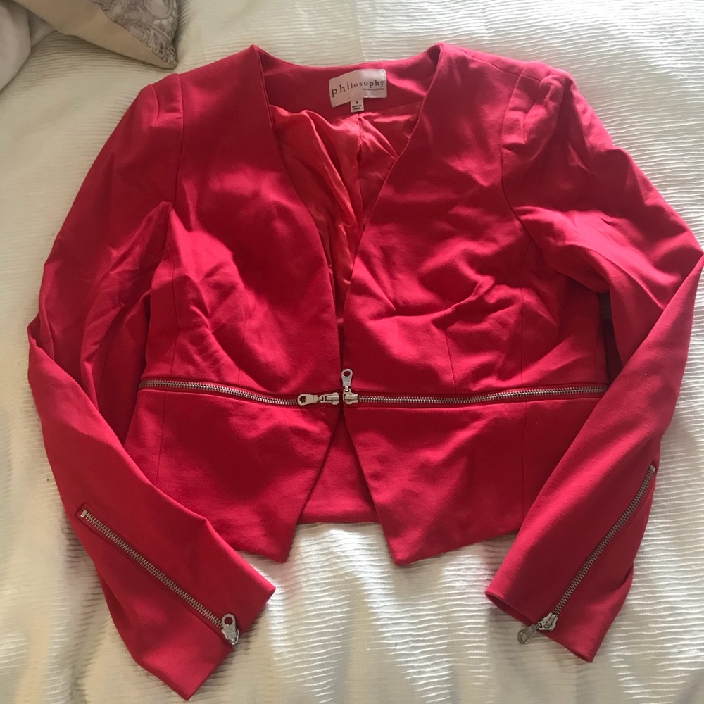 Philosophy Pink Zipper Blazer